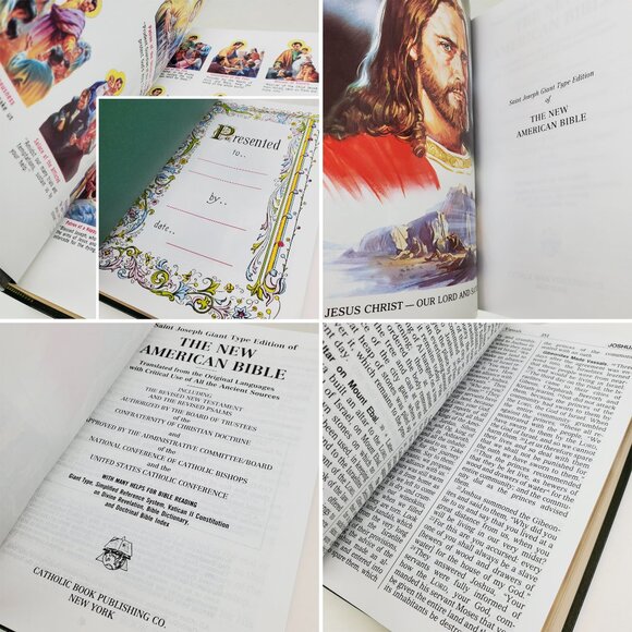 New American Bible Saint Joseph Giant Print Vintage 90s Gold Gilded Unread - Picture 2 of 11